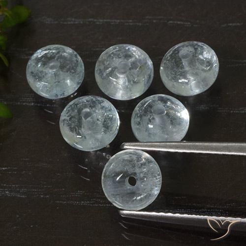 Lote de 6 piezas de Aguamarina Azul claro Elegante de India - Tamaño 6,6x6,6 mm, peso 7,46 ct en total / promedio. 1,24 ct cada uno, dureza de Mohs 7.5 - 8 Adecuado para joyas de uso diario, Simboliza la serenidad, Photo A