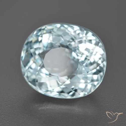 6.52 ct Blue Aquamarine Stone, Natural Aquamarine in Oval Portuguese-Cut Shape for Sale