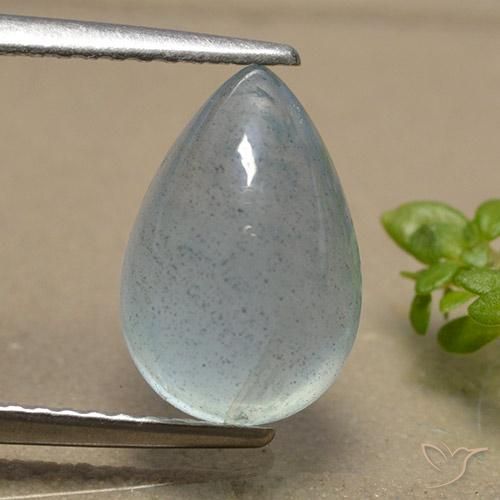 Aigue marine Bleu-vert léger Poire 3,39 ct de Madagascar, Dimension 11,7 x 7,7mm, Pierre gemme naturelle Non traité, pureté Translucide, 1 pièce d'aigue-marine pear cabochon, dureté de Mohs de 7.5 à 8 convient aux bijoux de tous les jours, pierre de sagesse, Pierre de communication, Photo A
