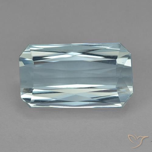 16.3 x 9.4mm Octagon / Emerald Cut Blue Aquamarine from India, Weight of 9.7ct, Natural untreated Gemstone in VVS Clarity, 1pc Octagon / Scissor Cut Aquamarine - Color: Light Aqua Blue, Mohs Hardness of 7.5 - 8 suitable for daily wear jewelry, March Birthstone, Photo A