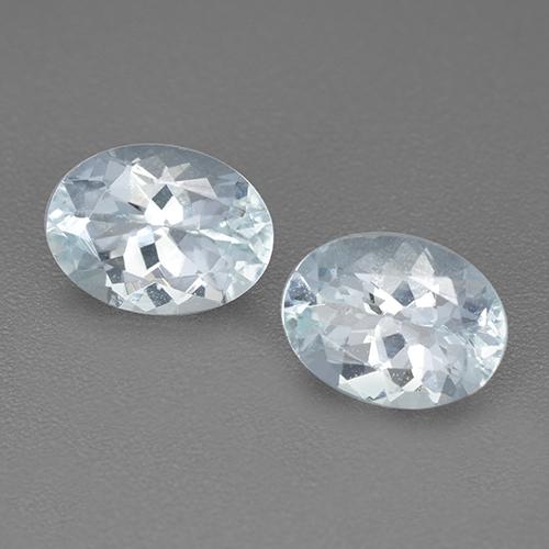 8.1 x 6mm Matching Oval Aquamarine Pair - Weight 2.23ct total / avg. 1.12ct  each, Sky Blue Color in VVS-VS Clarity, Natural untreated Gemstone, Mohs 