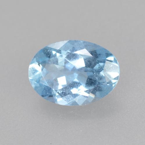 0.62 ct Blue Aquamarine Stone, Natural Aquamarine in Oval Facet Shape for Sale