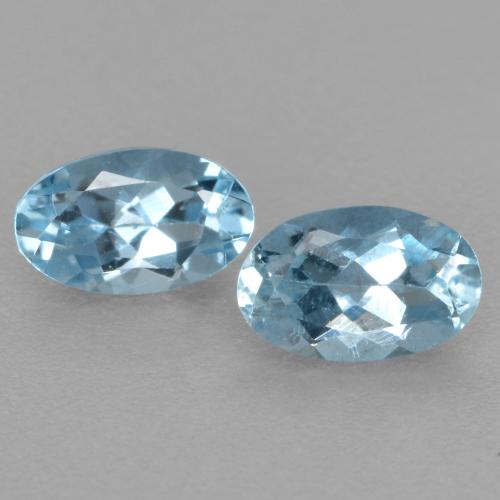 0.53 ctw Blue Aquamarine Gemstones, Aquamarine Gems in Oval Facet Shape for Sale.