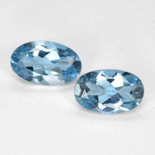 0.39 ctw Blue Aquamarine Gemstones, Aquamarine Gems in Oval Facet Shape for Sale.