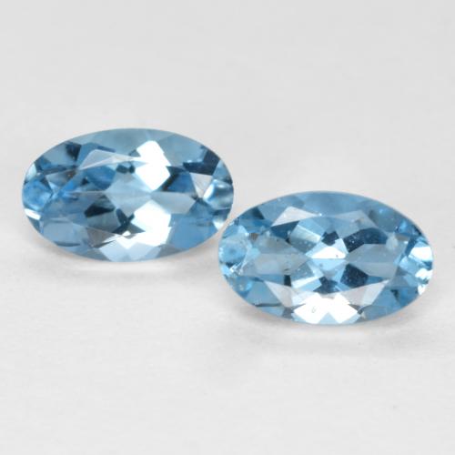 0.45 ctw Blue Aquamarine Gemstones, Aquamarine Gems in Oval Facet Shape for Sale.