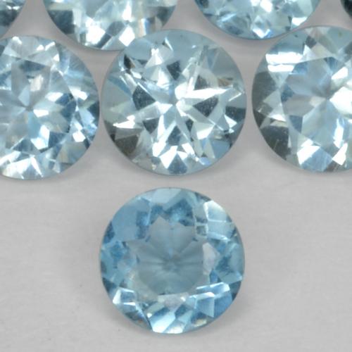 0.23 ct Blue Aquamarine Gemstone, Aquamarine Gem in Round Facet Shape for Sale.