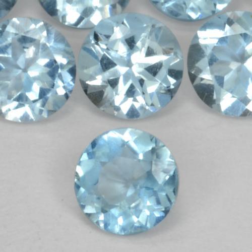 0.23 ct Blue Aquamarine Stone, Natural Aquamarine in Round Facet Shape for Sale