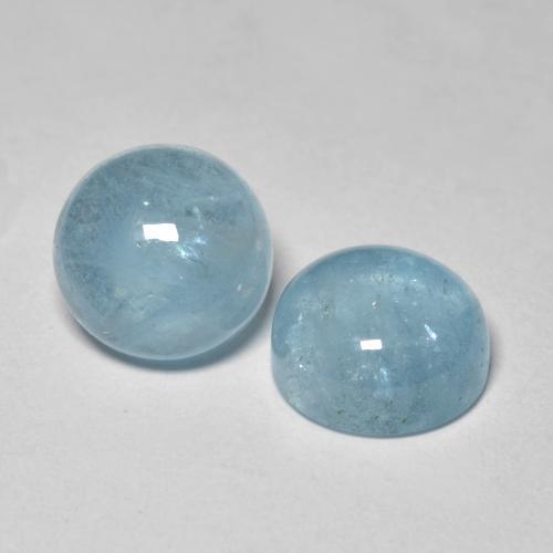 4.82 ctw Blue Aquamarine Stones, Natural Aquamarine in Round Cabochon Shape for Sale