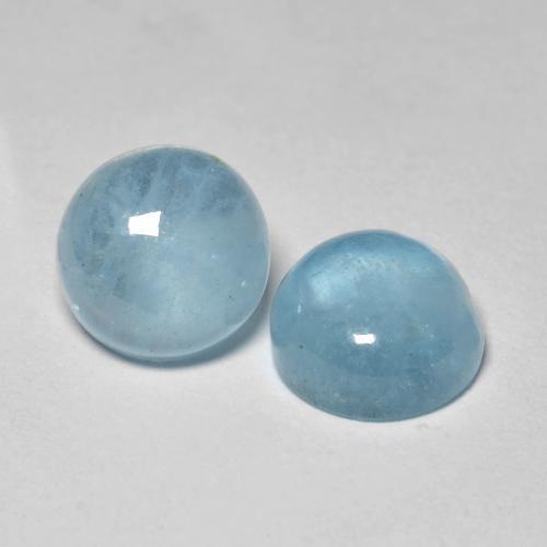 4.85 ctw Blue Aquamarine Stones, Natural Aquamarine in Round Cabochon Shape for Sale