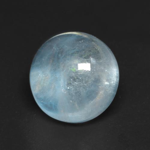 10.2mm Round Cabochon Blue Aquamarine from Madagascar, Weight of 4.32ct, Natural untreated gemstone in Transparent Clarity, 1pc Aquamarine - the Color is Aqua Blue, Mohs Hardness of 7.5 - 8 suitable for daily wear jewelry, Pisces Zodiac Stone, Photo A