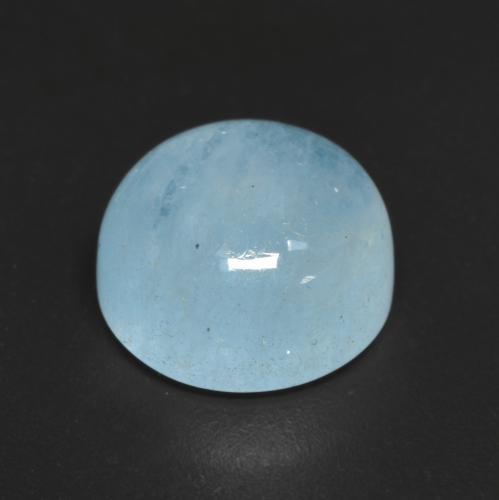 10.2mm Round Blue Aquamarine from Madagascar, Weight of 4.85ct, Natural untreated Gemstone in Transparent Clarity, 1pc Round Cabochon Aquamarine - Color: Aqua Blue, Mohs Hardness of 7.5 - 8 suitable for daily wear jewelry, Stone of Communication, Photo A