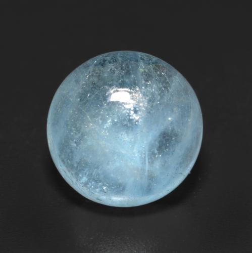 9.9mm Round Cabochon Blue Aquamarine from Madagascar, Weight of 3.84ct, Natural untreated gemstone in Transparent Clarity, 1pc Aquamarine - the Color is Baby Blue, Mohs Hardness of 7.5 - 8 suitable for daily wear jewelry, Symbolizes Serenity, Photo A