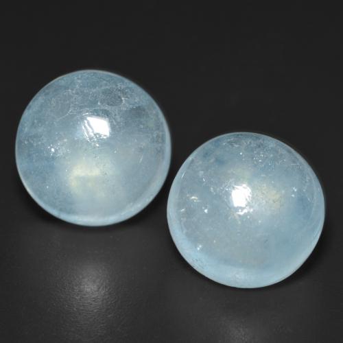 Light Blue Green Aquamarine Gem - 4.2ct Round Cabochon (ID: 594189)
