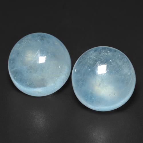 Light Blue Green Aquamarine Gem - 4.6ct Round Cabochon (ID: 594190)