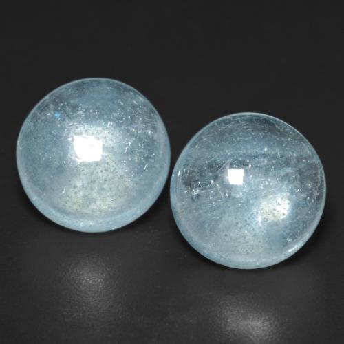 Light Teal Aquamarine Gem - 3.7ct Round Cabochon (ID: 594191)
