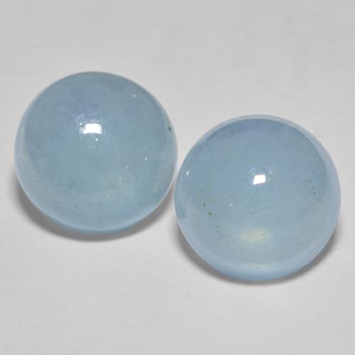 Baby blau Aquamarin Edelstein - 4.3ct Rund Cabochon (ID: 607743)