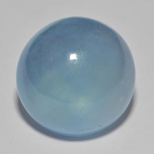 22.7ct Round Blue Aquamarine from Madagascar, Dimension 18.3mm, Natural untreated Gemstone, Transparent Clarity, 1pc Round Cabochon Aquamarine, Mohs Hardness of 7.5 - 8 suitable for daily wear jewelry, Unblocks Throat Chakra, Photo A