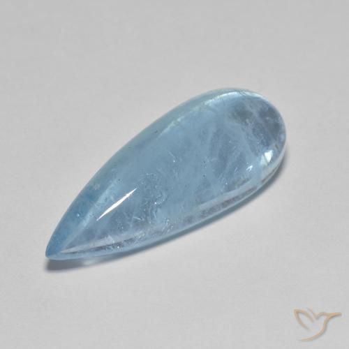 6.87ct Pear Cabochon Blue Aquamarine from Madagascar, Dimension 21.9 x 8.8mm, Natural untreated Gemstone, Transparent Clarity, 1 piece Aquamarine in Deep Blue Color, Mohs Hardness of 7.5 - 8 suitable for daily wear jewelry, Stone of Communication, Photo A