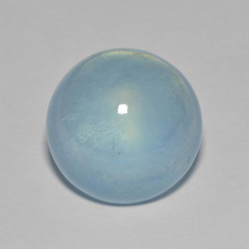 15.3mm Round Blue Aquamarine from Madagascar, Weight of 15.17ct, Natural untreated Gemstone in Transparent Clarity, 1pc Round Cabochon Aquamarine - Color: Blue, Mohs Hardness of 7.5 - 8 suitable for daily wear jewelry, Pisces Zodiac Stone, Photo A