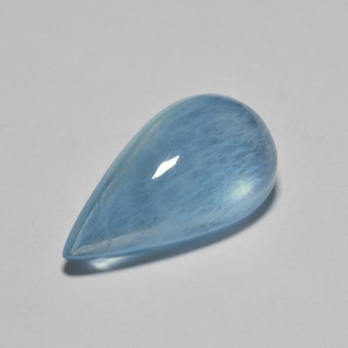 5.79 ct Blue Aquamarine Stone, Natural Aquamarine in Pear Cabochon Shape for Sale