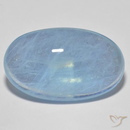 25.4 x 15.5mm Oval Blue Aquamarine from Madagascar, Weight of 21.62ct, Natural untreated Gemstone in Transparent Clarity, 1pc Oval Cabochon Aquamarine - Color: Blue, Mohs Hardness of 7.5 - 8 suitable for daily wear jewelry, Stone of Communication, Photo A