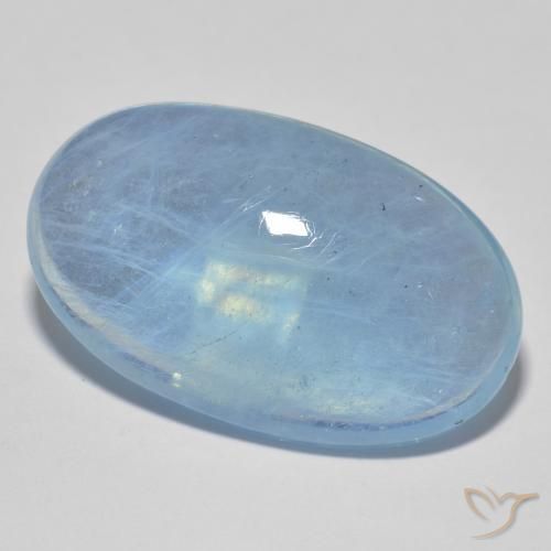 21.62 ct Blue Aquamarine Stone, Natural Aquamarine in Oval Cabochon Shape for Sale