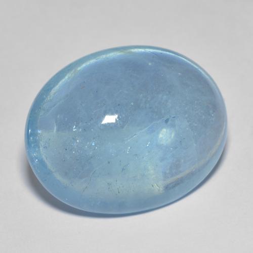 21.72ct Oval Cabochon Blue Aquamarine from Madagascar, Dimension 21.8 x 17.4mm, Transparent Clarity, Natural untreated gemstone, 1pc Aquamarine in Blue Color, Mohs Hardness of 7.5 - 8 suitable for daily wear jewelry, Year of the Ox Gemstone, Photo A