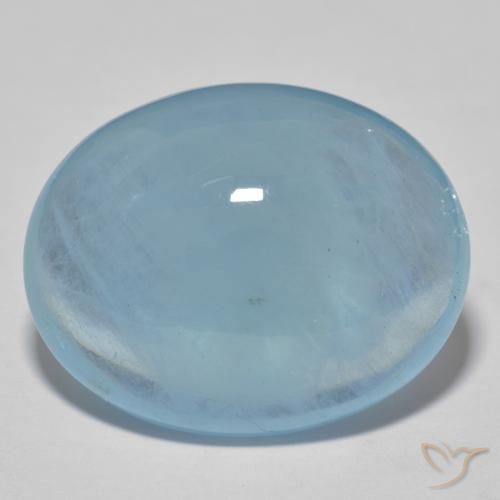 Acquamarina blu da 22,15 ct, cabochon ovale da 21,8 x 17,3 mm del Madagascar, Photo A