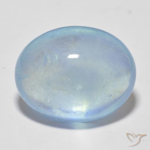 18.3 x 14.6mm Oval Cabochon Blue Aquamarine from Madagascar, Weight of 15.63ct, Natural untreated gemstone in Transparent Clarity, 1pc Aquamarine - the Color is Blue, Mohs Hardness of 7.5 - 8 suitable for daily wear jewelry, Unblocks Throat Chakra, Photo A