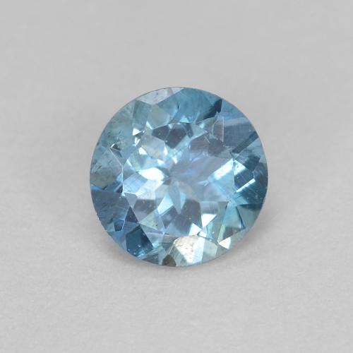 4.6mm Round Blue Aquamarine from Madagascar, Weight of 0.33ct, Natural heated Gemstone in SI Clarity, 1pc Round Facet Aquamarine - Color: Deep Blue, Mohs Hardness of 7.5 - 8 suitable for daily wear jewelry, Symbolizes Serenity, Photo A
