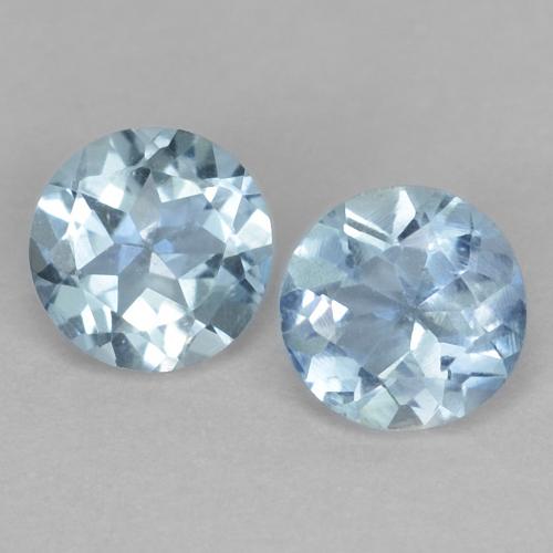 Passendes Paar 4,2mm Rundschliff runder Aquamarin, Gewicht von insgesamt 0,49 ct/Durchschn. je 0,25 ct, passendes Aquamarin-Paar in VVS-VS Reinheit in Baby blau Farbe, Garantiert natürliche Edelsteine, Mohs-Härte 7,5 - 8 Geeignet für den täglichen Gebrauch im Schmuck, Stein der Kommunikation, Photo A