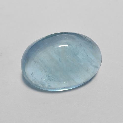 Aigue marine Bleu oval cabochon 7,02 ct de Madagascar, dimension 16,4 x 9,9mm, pierre gemme naturelle Non traité, pureté Transparent, 1 pièce Aigue marine de couleur Bleu grisâtre, dureté Mohs de 7.5 à 8 convient aux bijoux de tous les jours, pierre de sagesse, Pierre précieuse de l'année du bœuf, Photo A