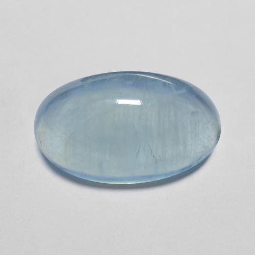 7.92ct Oval Baby Blue Aquamarine from Madagascar, Dimension 15.7 x 9.5mm, Natural untreated Gemstone, Transparent Clarity, 1pc Oval Cabochon Aquamarine, Mohs Hardness of 7.5 - 8 suitable for daily wear jewelry, March Birthstone, Photo A