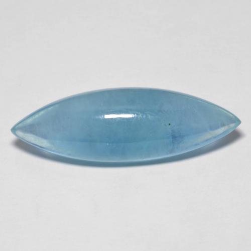 14.06ct Marquise Baby Blue Aquamarine from Madagascar, Dimension 29.9 x 9.9mm, Natural untreated Gemstone, Translucent Clarity, 1pc Marquise Cabochon Aquamarine, Mohs Hardness of 7.5 - 8 suitable for daily wear jewelry, March Birthstone, Photo A