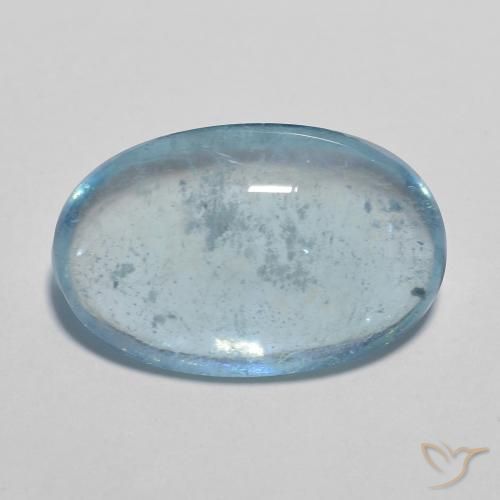 8.21ct Oval Cabochon Blue Aquamarine from Madagascar, Dimension 16.9 x 11mm, Transparent Clarity, Natural untreated gemstone, 1pc Aquamarine in Color, Mohs Hardness of 7.5 - 8 suitable for daily wear jewelry, Pisces Zodiac Stone, Photo A