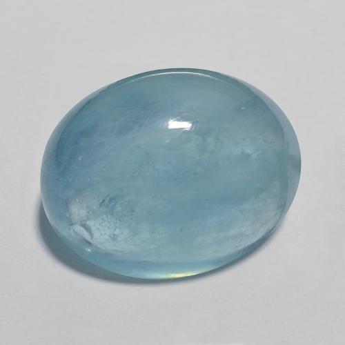 18.2 x 14.2mm Oval Blue Aquamarine from Madagascar, Weight of 17.99ct, Natural untreated Gemstone in Transparent Clarity, 1pc Oval Cabochon Aquamarine - Color: Sky Blue, Mohs Hardness of 7.5 - 8 suitable for daily wear jewelry, Stone of Communication, Photo A