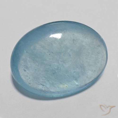 20.10 ct Blue Aquamarine Stone, Natural Aquamarine in Oval Cabochon Shape for Sale