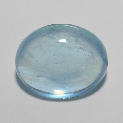 10.36ct Oval Cabochon Blue Aquamarine from Madagascar, Dimension 15.7 x 12.6mm, Transparent Clarity, Natural untreated gemstone, 1pc Aquamarine in Baby Blue Color, Mohs Hardness of 7.5 - 8 suitable for daily wear jewelry, Unblocks Throat Chakra, Photo A