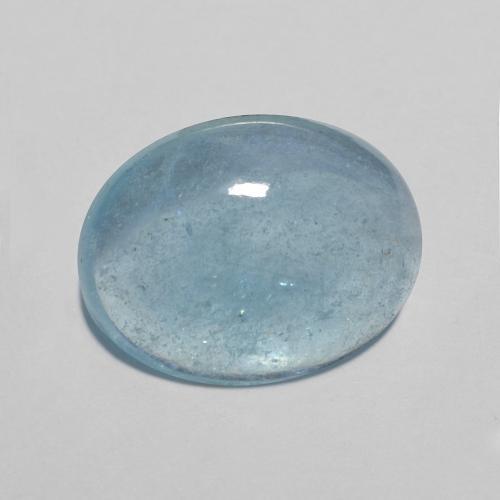 6.7ct Oval Cabochon Blue Aquamarine from Madagascar, Dimension 14.7 x 11.3mm, Natural untreated Gemstone, Transparent Clarity, 1 piece Aquamarine in Greyish Blue Color, Mohs Hardness of 7.5 - 8 suitable for daily wear jewelry, Stone of Communication, Photo A
