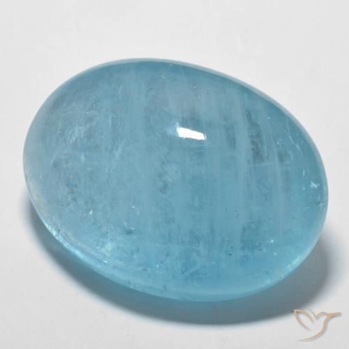 56.63 ct Blue Aquamarine Stone, Natural Aquamarine in Oval Cabochon Shape for Sale