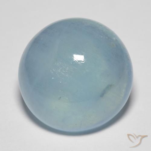 17.3mm Round Cabochon Turquoise Aquamarine from Madagascar, Weight of 17.01ct, Natural untreated Gemstone in Transparent Clarity, 1pc Aquamarine - Color: , Mohs Hardness of 7.5 - 8 suitable for daily wear jewelry, March Birthstone, Photo A