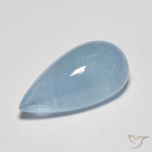 7.86 ct Blue Aquamarine, 18.9 x 9.6 mm Pear Cabochon From Madagascar, Photo A