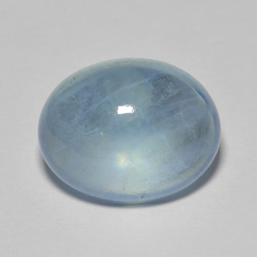14.1 x 11.2mm Oval Cabochon Blue Aquamarine from Madagascar, Weight of 7.14ct, Natural untreated Gemstone in Transparent Clarity, 1pc Aquamarine - Color: Light Baby Blue, Mohs Hardness of 7.5 - 8 suitable for daily wear jewelry, March Birthstone, Photo A