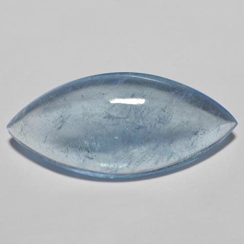 12.67ct Marquise Cabochon Blue Aquamarine from Madagascar, Dimension 26.6 x 12.3mm, Transparent Clarity, Natural untreated gemstone, 1pc Aquamarine in Light Sky Blue Color, Mohs Hardness of 7.5 - 8 suitable for daily wear jewelry, Stone of Communication, Photo A