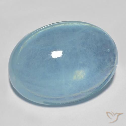 22.89 ct Blue Green Aquamarine, 22.4 x 16.4 mm Oval Cabochon From Madagascar, Photo A