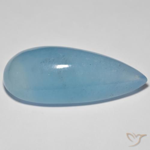 Aquamarine Gemstone in 42.9 x 17.9 mm Size for Sale, Aquamarine Stone in Light Teal Color