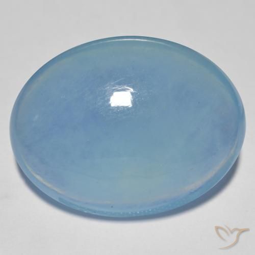23.16 ct Blue Green Aquamarine, 23.2 x 17.8 mm Oval Cabochon From Madagascar, Photo A