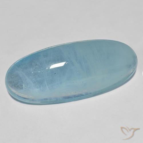 31.34 ct Turquoise Aquamarine Stone, Natural Aquamarine in Oval Cabochon Shape for Sale