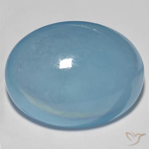 49.51 ct Blue Aquamarine, 28.5 x 21.9 mm Oval Cabochon From Madagascar, Photo A
