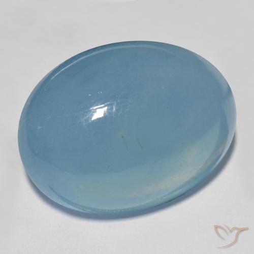 27.91 ct Turquoise Aquamarine Stone, Natural Aquamarine in Oval Cabochon Shape for Sale
